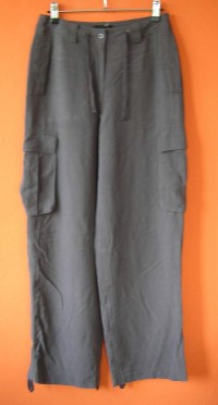 Dámské tmavofialové plátěné kalhoty s kapsami vel. 36