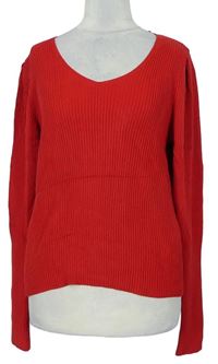 Dámský červený žebrovaný svetr zn. New Look 