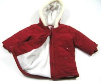 Červená šusťáková zimní bundička s kapucí