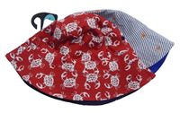 2x Červený + modrý pruhovaný klobouk s obrázky zn. M&S vel. 3-6 let 