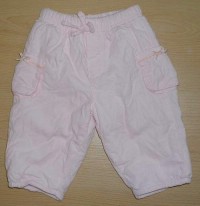 Růžové manžestrové zateplené kalhoty s nášivkou