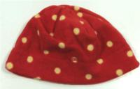 Červená fleecová čepička s puntíky zn. George 
