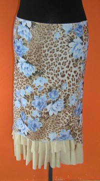 Dámská béžovo-modrá letní sukně s volánky vel. 38