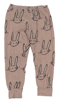 Starorůžové pyžamové kalhoty s králíky zn. George