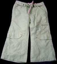 Zelené šusťákové oteplené kalhoty s páskem zn. Early days