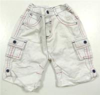 Bílé plátěné 3/4 kalhoty s kapsami zn. Mini mode