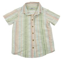 Zeleno-bílo-růžová pruhovaná košile zn. Matalan
