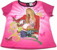 Růžové tričko s Hannah Montanou zn. Disney vel. 14/16 let