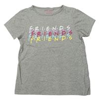 Šedé melírované tričko s nápisy - Friends zn. Primark