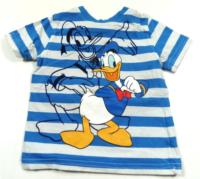 Modro-bílé pruhované tričko s kačerem Donaldem zn. Disney+George 