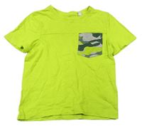 Zelené neonové tričko s army kapsou zn. C&A