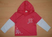 Růžovo-bílé triko s kapucí a kytičkami