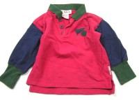 Růžovo-modro-zelené triko s límečkem