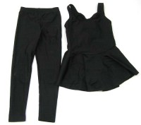 Set: černý cvičební dres se sukýnkou + legíny