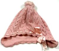 Růžová pletená čepička zn. H&M 
