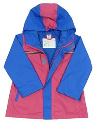 Růžovo-modrá nepromokavá jarní bunda s kapucí zn. X-MAIL
