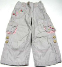 Šedé plátěné oteplené rolovací kalhoty s kytičkami zn. George
