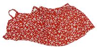 2set - Červený květovaný crop top + sukně zn. H&M