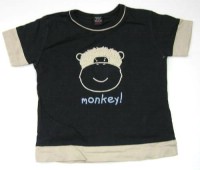 Tmavomodro-béžové tričko s opičkou zn. Next
