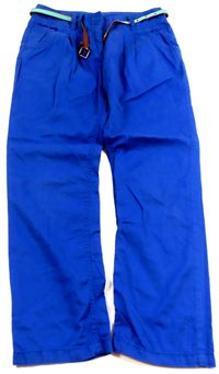 Modré plátěné chino kalhoty s páskem zn. Next 