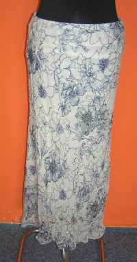Dámská béžová sukně s modrým potiskem zn. Marks&Spencer