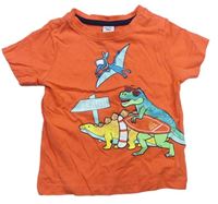 Tmavooranžové tričko s dinosaury zn. dopodopo