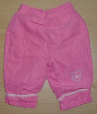 Růžové šusťákové oteplené kalhoty se srdíčkem zn. Tiny Ted