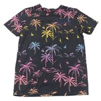 Šedé tričko s barevnými palmičkami zn. Primark