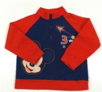 Tmavomodro-červená propínací mikina s Mickey Mousem zn. Disney