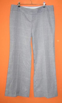 Dámské šedo-fialové teplé kalhoty s bílými proužky