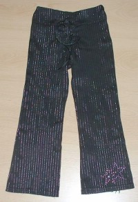 Černo-fialové kalhoty s proužky