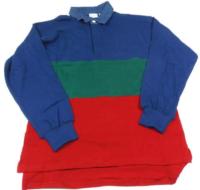 Modro-zeleno-červené triko s límečkem