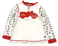 Bílo-červené triko s motorkami 