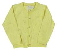 Žlutý propínací svetr s perforovanými srdíčky zn. PRIMARK