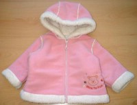 Růžový fleecový zateplený kabátek s kapucí a medvídkem Pů zn. Disney