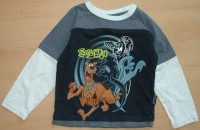 Tmavomodro-šedo-smetanové triko se Scoobym