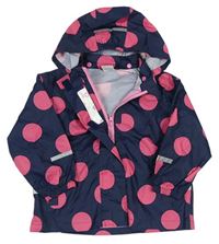 Tmavomodro-růžová puntíkovaná šusťáková bunda s kapucí zn. Papagino