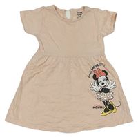 Pudrové bavlněné šaty s Minnie zn. Primark