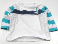 Bílo-modré pruhované triko s lodičkou 
