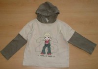 Béžovo-khaki triko s kapucí s obrázkem 