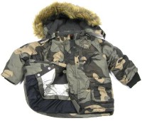 Khaki army šusťáiková zimní bundička s kapucí