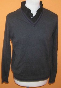Pánský tmavošedý svetr s košilí zn. Cedarwood
