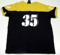 Tmavomodro-žluté tričko s číslem 