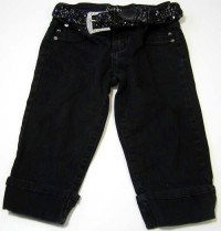 Černé riflové 3/4 kalhoty s páskem vel. 9-10 let