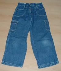 Modré riflové 3/4 kalhoty vel. 12-13 let