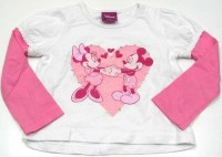 Bílo-růžové triko s Minnie a Mickeym zn. George
