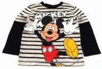 Béžovo-černo-bílé triko s proužky a Mickeym zn. George 