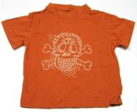 Oranžové tričko s lebkou zn. Early Days 