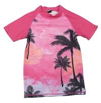 Tmavorůžové UV tričko s palmami zn. Pepperts