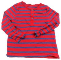 Červeno-modré pruhované triko zn. H&M vel.98/104